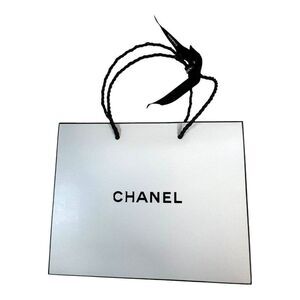 Chanel Boutique Shopping Bag With Ribbon Handles Authentic White Tote Storage